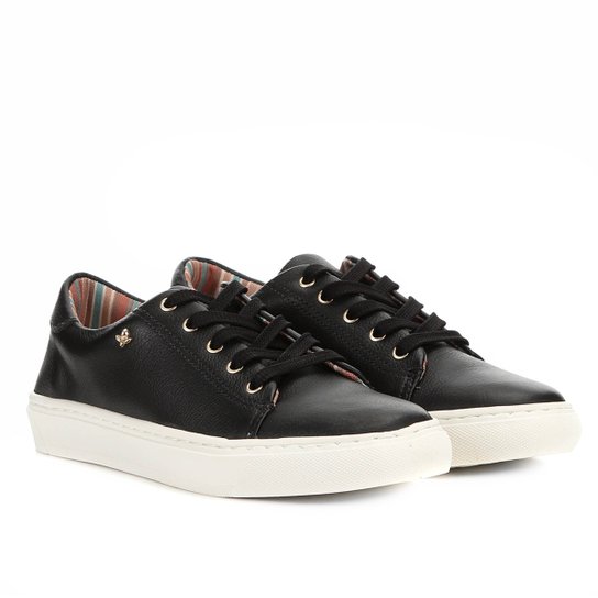 Tênis Couro Cravo & Canela Forro Estampado Feminino - Preto Menor preço em Tênis Couro Cravo & Canela Forro Estampado Feminino - Preto