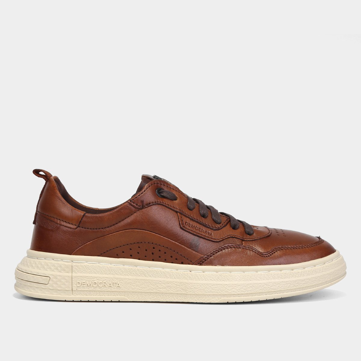 Tenis Couro Democrata Denim Jake Masculino Tabaco