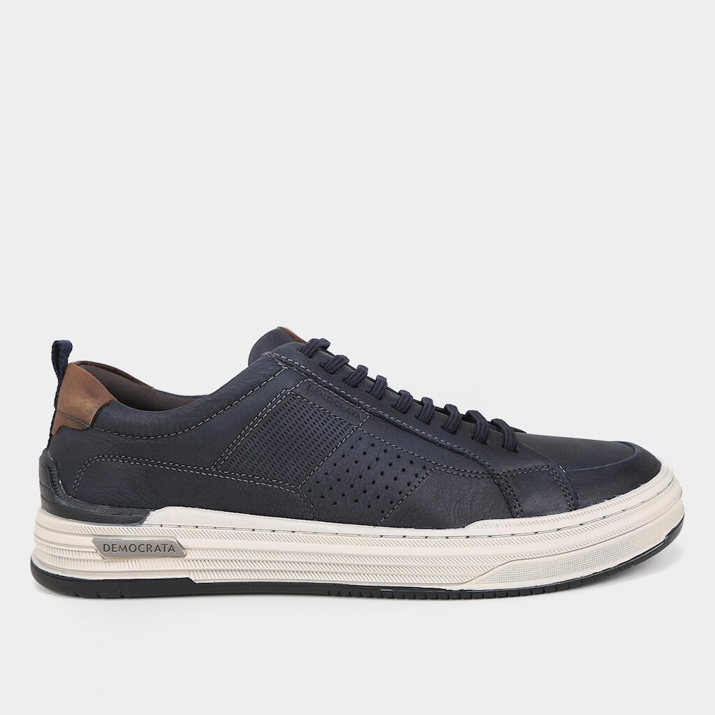Tênis Couro Democrata Denim Mike Masculino