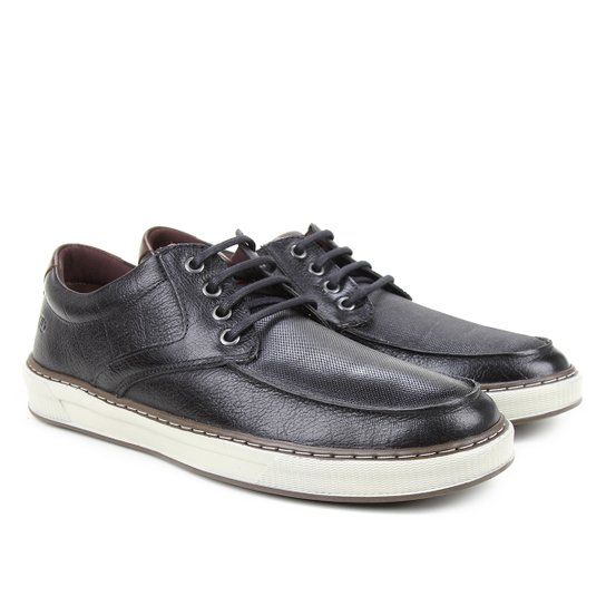 Tênis Couro Democrata Scott Masculino - Preto Menor preço em Tênis Couro Democrata Scott Masculino - Preto