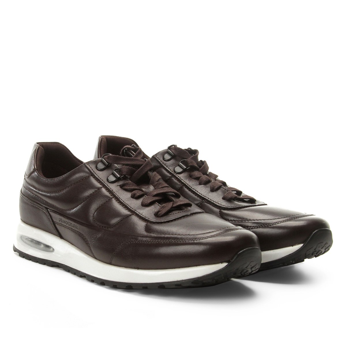 Tênis Couro Democrata Smart Comfort Air Masculino Café Netshoes