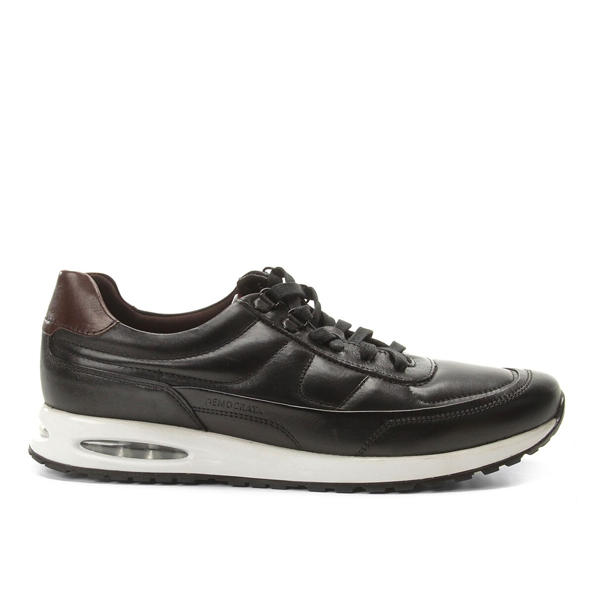 Tênis Couro Democrata Smart Comfort Air Masculino - Preto | Netshoes