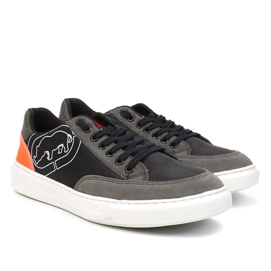 Tênis Couro Ecko Bicolor Masculino - Chumbo+Preto