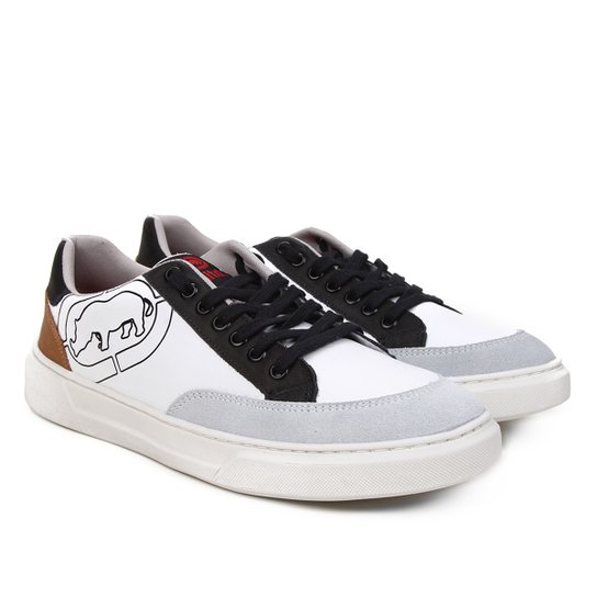 Tênis Couro Ecko Bicolor Masculino - Cinza+Branco Menor preço em Tênis Couro Ecko Bicolor Masculino - Cinza+Branco