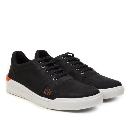 Tênis Couro Ecko Logo Masculino - Preto+Laranja Menor preço em Tênis Couro Ecko Logo Masculino - Preto+Laranja