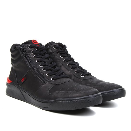 Tênis Couro Ecko Masculino - Preto+Vermelho Menor preço em Tênis Couro Ecko Masculino - Preto+Vermelho