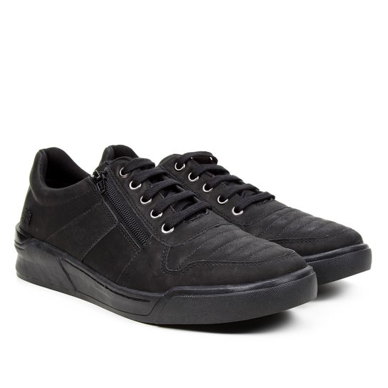 Tênis Couro Ecko Zíper Masculino - Preto