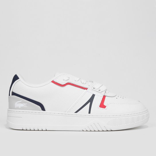 Tenis Couro Lacoste L001 Masculino - Branco+Marinho Menor preço em Tenis Couro Lacoste L001 Masculino - Branco+Marinho