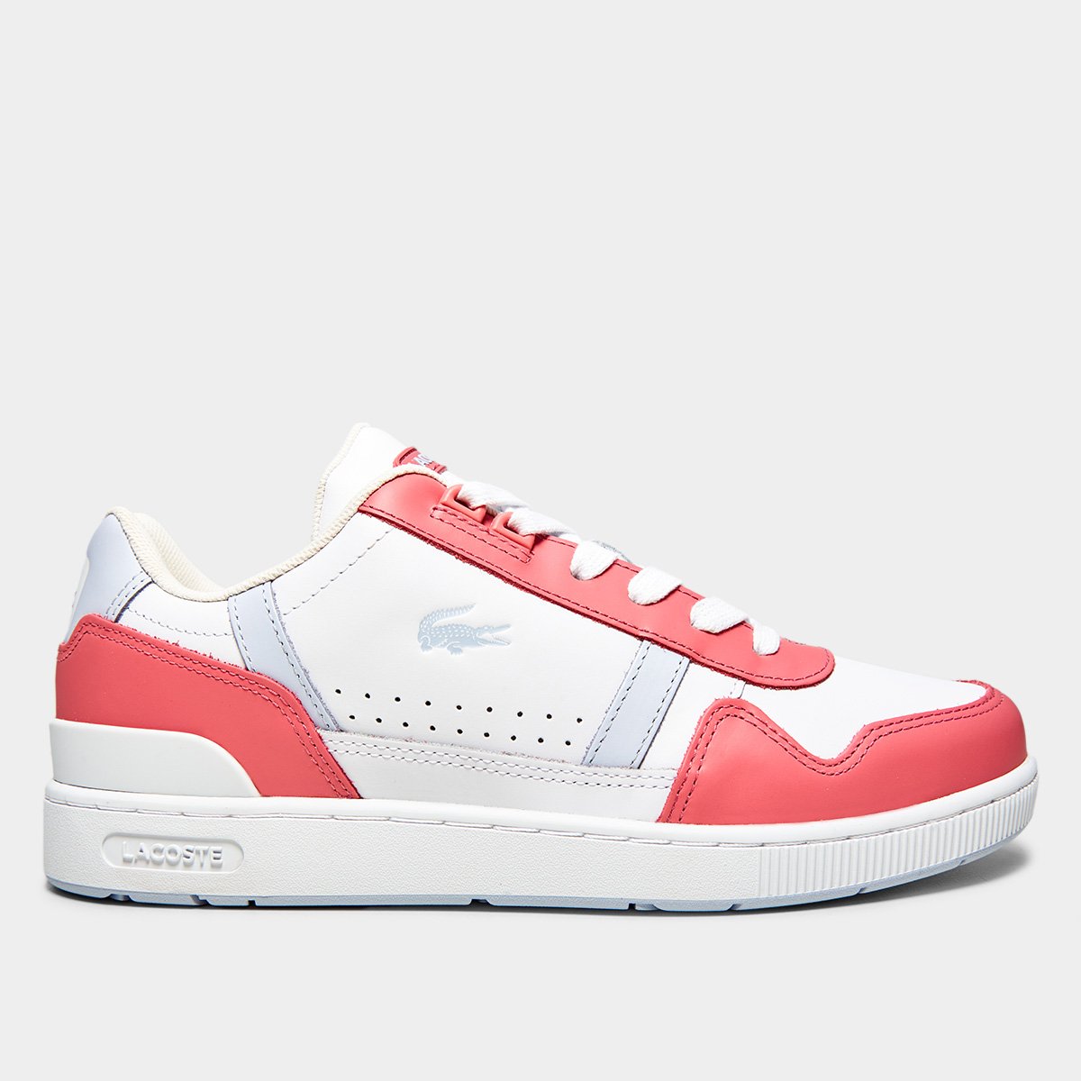 Tênis Couro Lacoste T-Clip Feminino - Branco+Pink | Netshoes