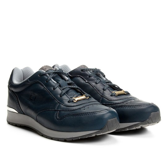 Tênis Couro Luz da Lua Jogging Feminino - Marinho