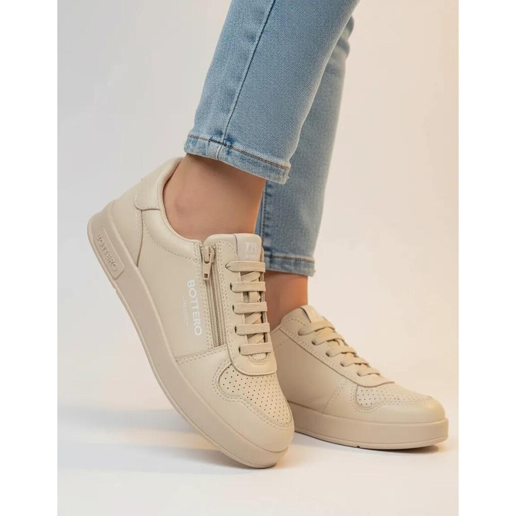 Tênis Couro Marfim Feminino Casual Sneakers Bottero 364902-24