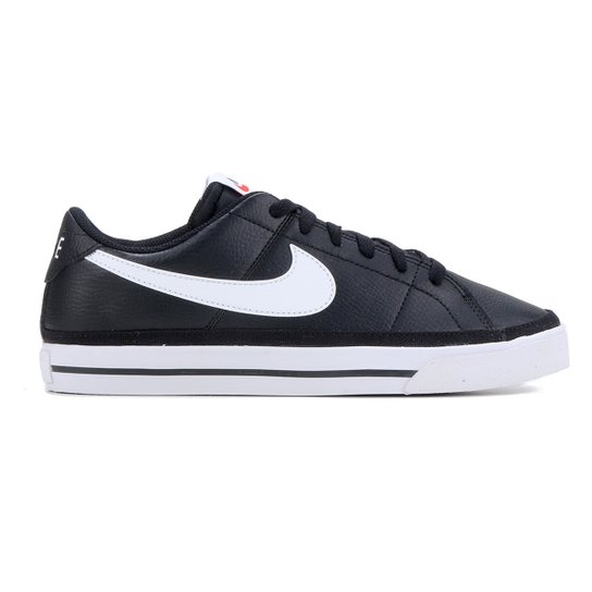 Tênis Couro Nike Court Legacy Feminino - Preto+Laranja Menor preço em Tênis Couro Nike Court Legacy Feminino - Preto+Laranja
