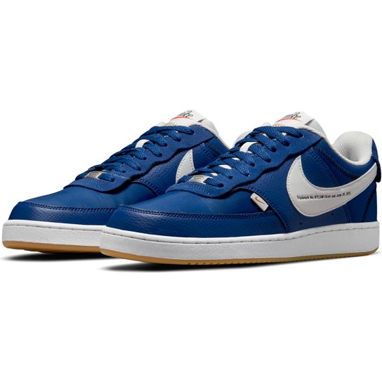 Tênis Couro Nike Court Vision Lo Prem S50 Masculino - Azul+Branco Menor preço em Tênis Couro Nike Court Vision Lo Prem S50 Masculino - Azul+Branco