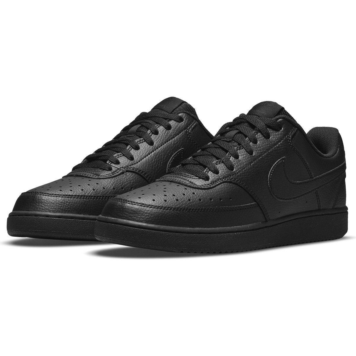 Tênis Couro Nike Court Vision Low Masculino - Preto | Netshoes