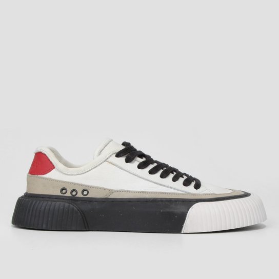Tênis Couro Osklen Creeper Pieces Masculino - Off White+Vermelho Menor preço em Tênis Couro Osklen Creeper Pieces Masculino - Off White+Vermelho