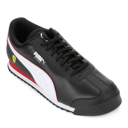 Tênis Couro Puma Ferrari Roma Masculino - Preto+Branco Menor preço em Tênis Couro Puma Ferrari Roma Masculino - Preto+Branco