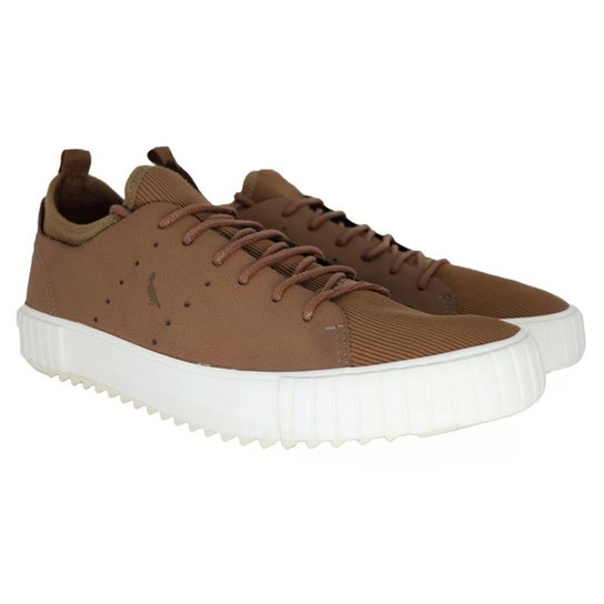 Tênis Couro Reserva Calce Elástico Masculino - Caramelo Menor preço em Tênis Couro Reserva Calce Elástico Masculino - Caramelo