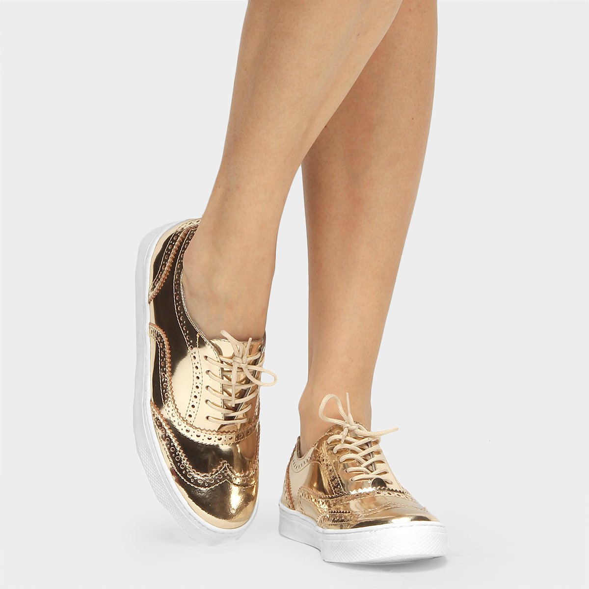Tênis Couro Santa Lolla Brogues Feminino - Dourado | Netshoes