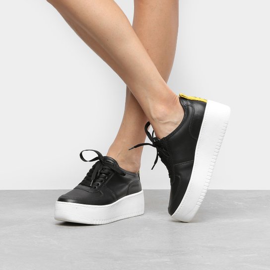 Tênis Couro Santa Lolla Flatform Feminino - Preto Menor preço em Tênis Couro Santa Lolla Flatform Feminino - Preto