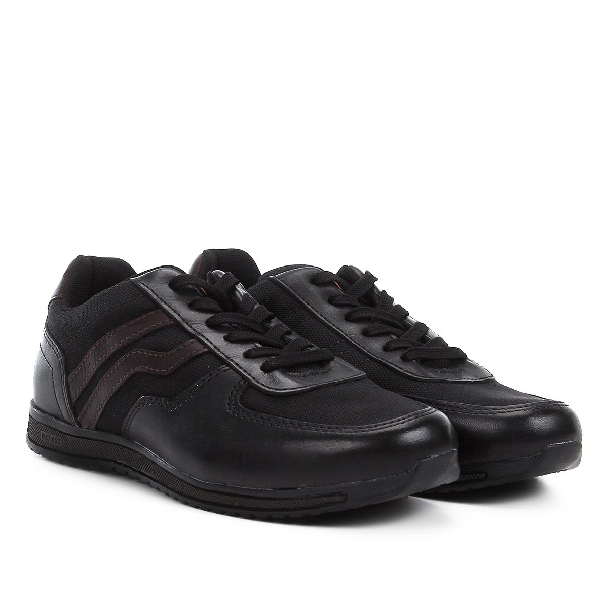 Tênis Couro West Coast Joplin Tiras Laterais Masculino Preto Netshoes