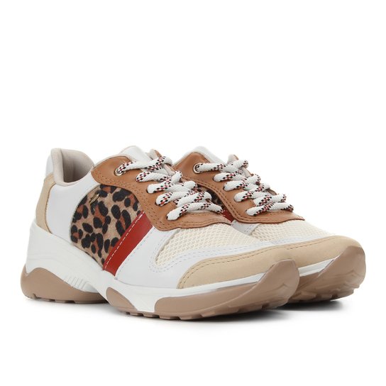 Tênis Dakota Jogging Recorte Animal Print Onça Feminino - Branco+Nude Menor preço em Tênis Dakota Jogging Recorte Animal Print Onça Feminino - Branco+Nude
