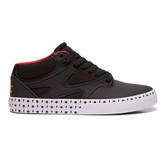 Tênis Dc Shoes Kalis Vulc Mid ACDC Black White Red - Preto+Branco Menor preço em Tênis Dc Shoes Kalis Vulc Mid ACDC Black White Red - Preto+Branco