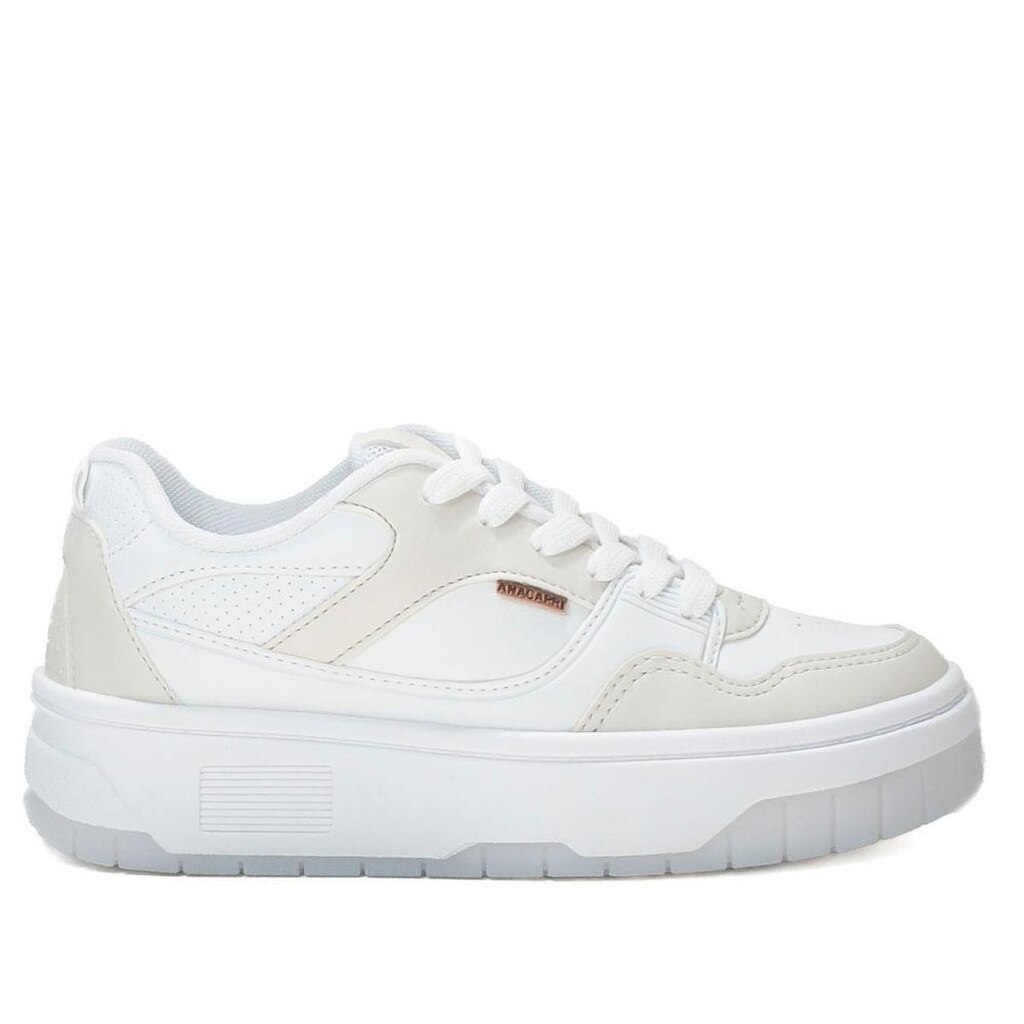 TÊNIS DE AMARRAR ESTRUTURADO BRANCO E NUDE C 30533 0001 0005 ANACAPRI
