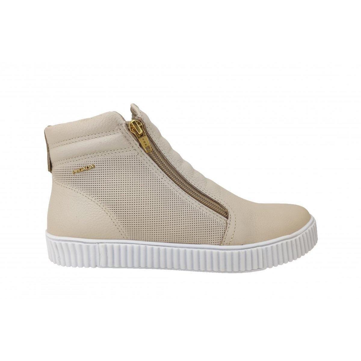 Tênis De Cano Pegada em Couro Feminino 219067 - Nude | Netshoes