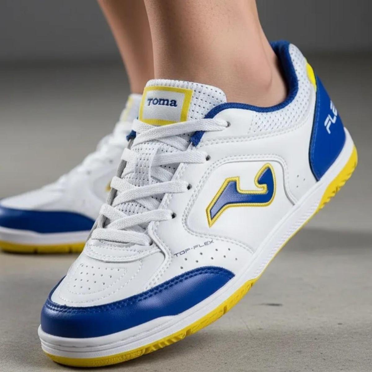 Tênis de Futsal Infantil Joma Top Flex JR - Branco+Amarelo | Netshoes