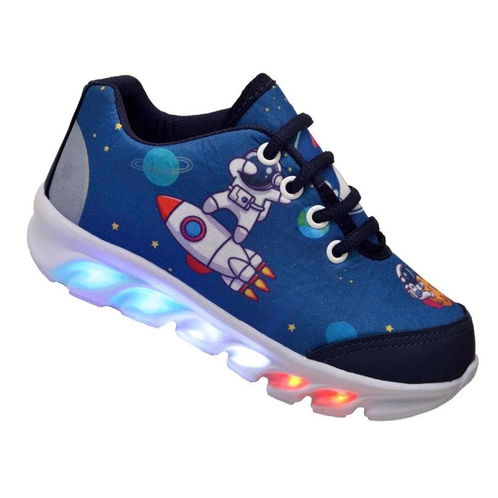 Tênis de Led Ortokids Infantil Menino Astronauta