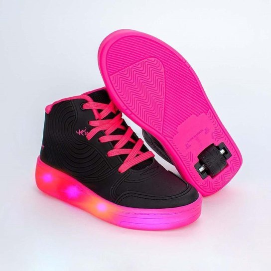 Tênis de Rodinha com Led Marinho e Pink Kidy - Preto Menor preço em Tênis de Rodinha com Led Marinho e Pink Kidy - Preto