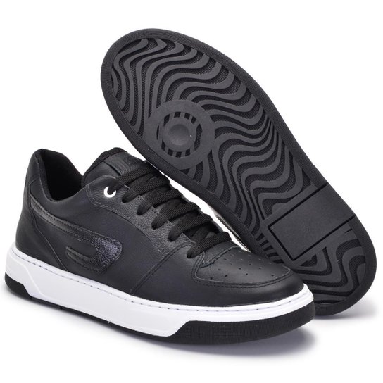 Tênis Dsl Air Delgatto Sneaker Cano Baixo Couro Skatista - Preto Menor preço em Tênis Dsl Air Delgatto Sneaker Cano Baixo Couro Skatista - Preto