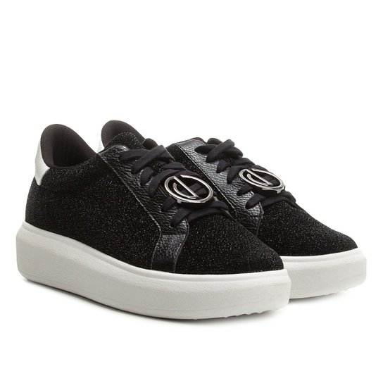 Tênis Dumond Lurex Metal Logo Feminino - Preto