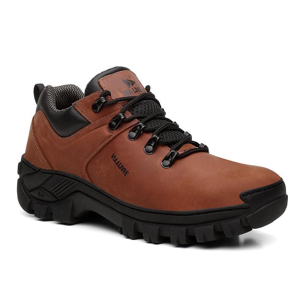 Tênis Em Couro Masculino Cano Curto Resistente Reforçado Com C.A