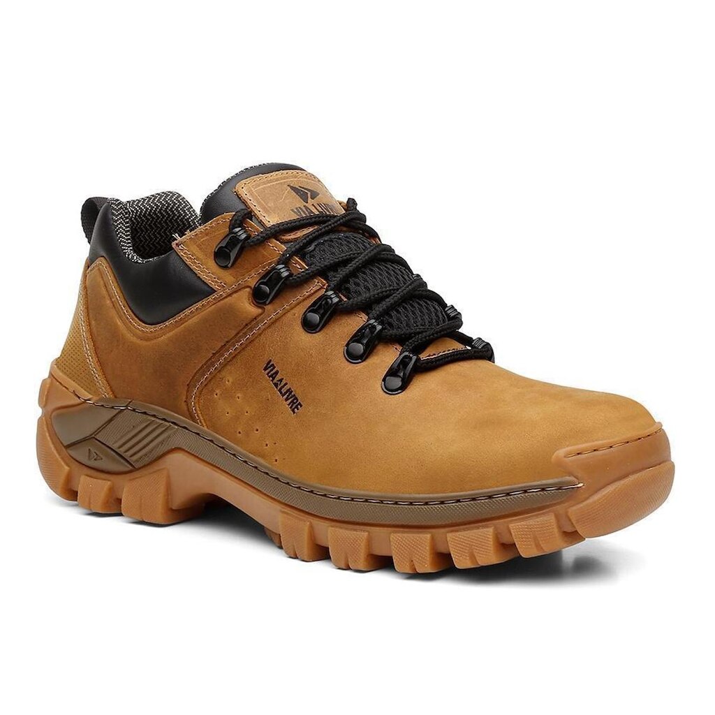 Tênis Em Couro Masculino Cano Curto Resistente Reforçado Com C.A