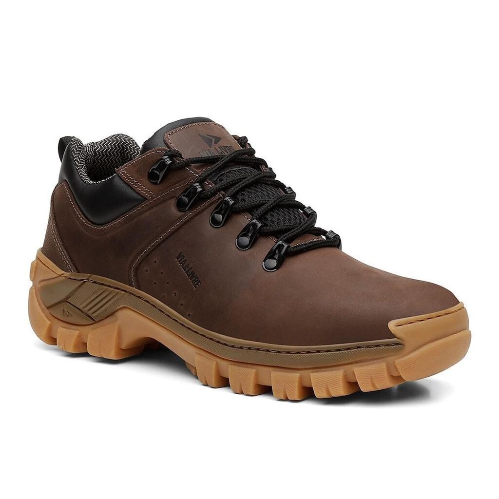 Tênis Em Couro Masculino Cano Curto Resistente Reforçado Com C.A