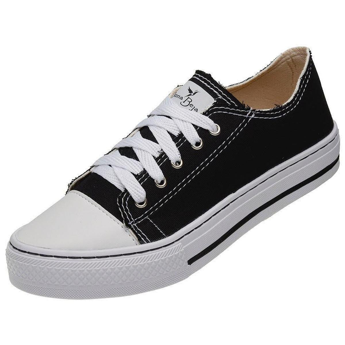 Tênis feminino casual preto sola preta - R$ 140.00, cor Preto #123056,  compre agora | Shafa
