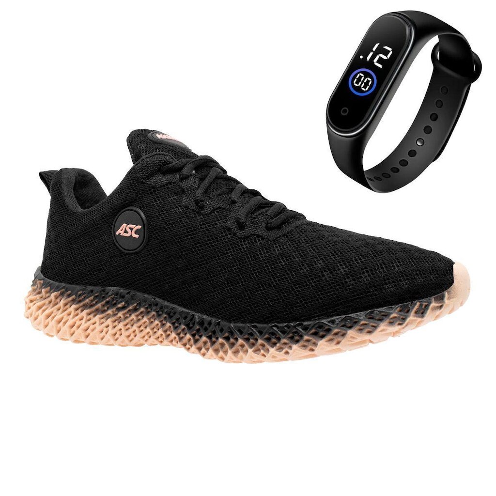 Tenis Esporte Feminino Academia Caminhada Ortopêdico + Relógio