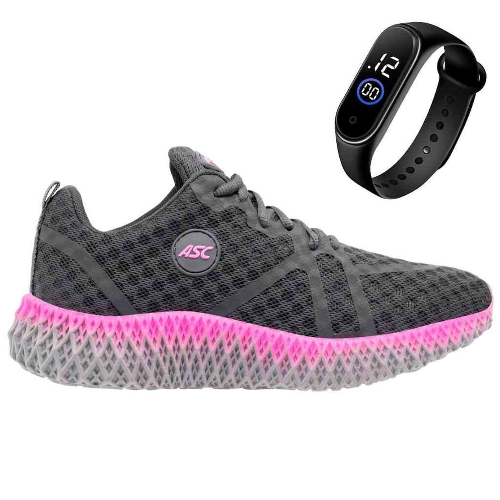 Tênis Esporte Feminino e Masculino Em Tecido Para Academia Corrida Dia-a-Dia + Relógio Led Digital