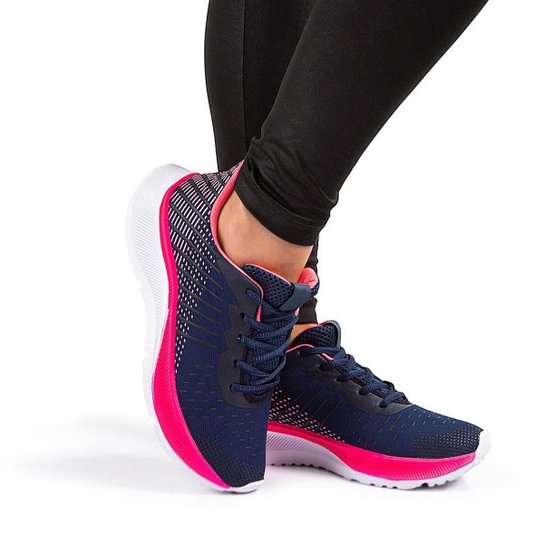 Tênis Esportivo Action Run Feminino Caminhada Conforto Leve - Azul+Rosa Menor preço em Tênis Esportivo Action Run Feminino Caminhada Conforto Leve - Azul+Rosa
