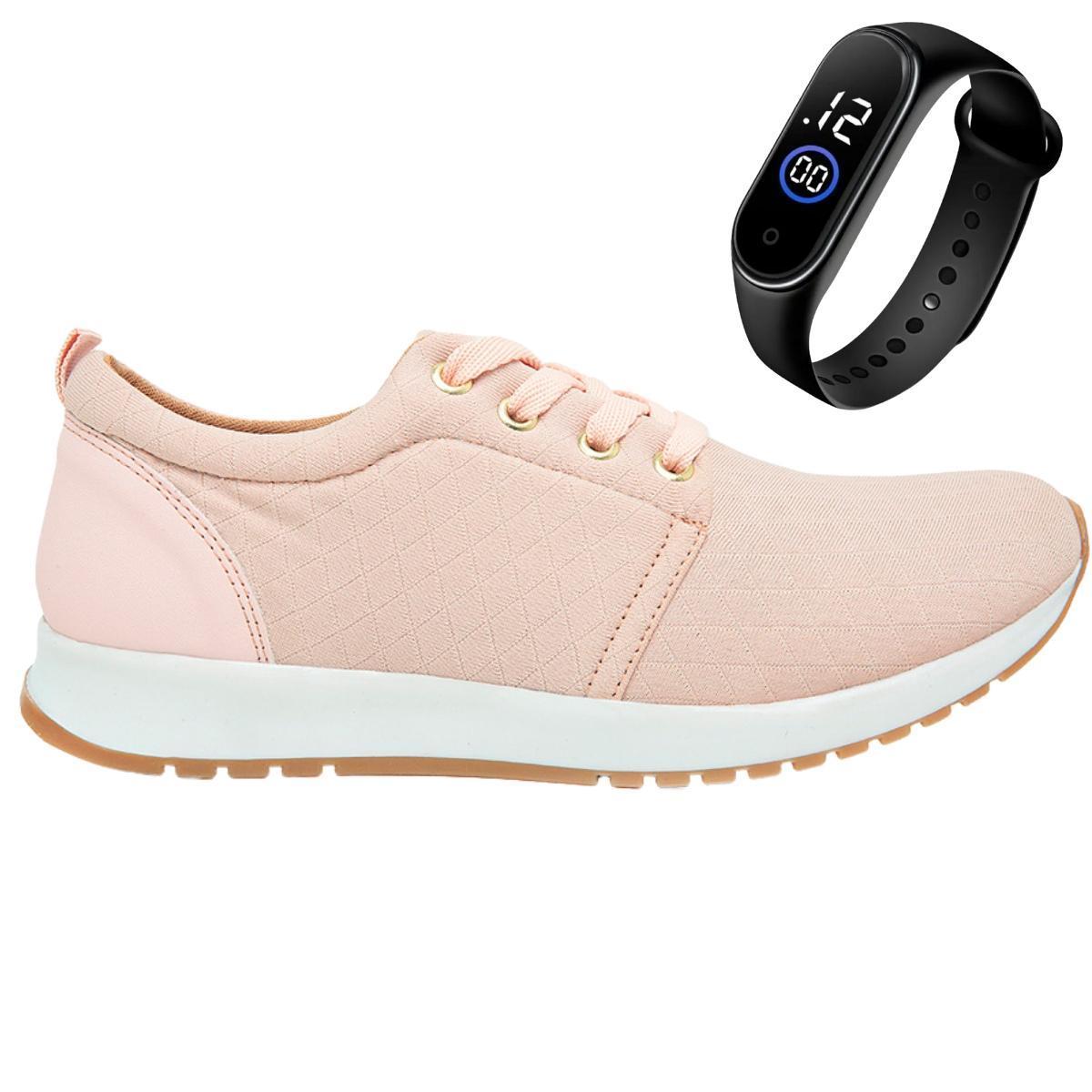 Tênis Esportivo Feminino Leve e Macio Para Academia Caminhada Corrida + Relógio