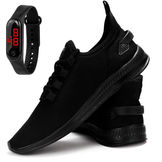 Tênis Esportivo Masculino Chicago Colors Nylon SF Outlet + Relógio Slim Digital - Preto Menor preço em Tênis Esportivo Masculino Chicago Colors Nylon SF Outlet + Relógio Slim Digital - Preto