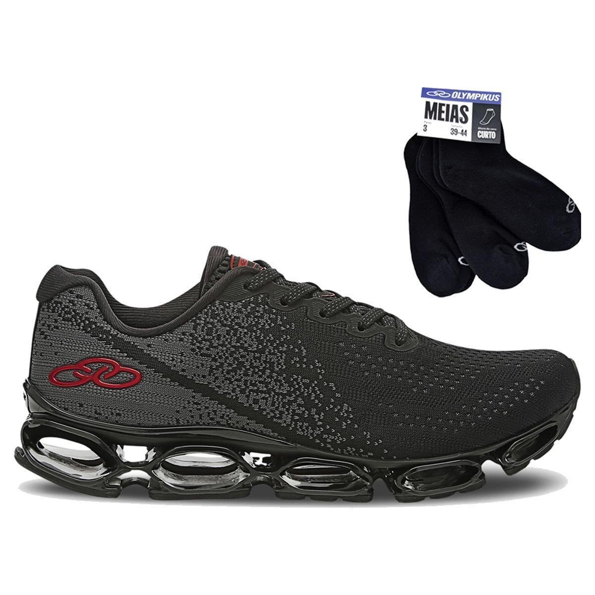 Tênis Esportivo Masculino Olympikus Tubes Stroke Sport Running Com Três Meias Covergrid Tecido 775 P Menor preço em Tênis Esportivo Masculino Olympikus Tubes Stroke Sport Running Com Três Meias Covergrid Tecido 775 P