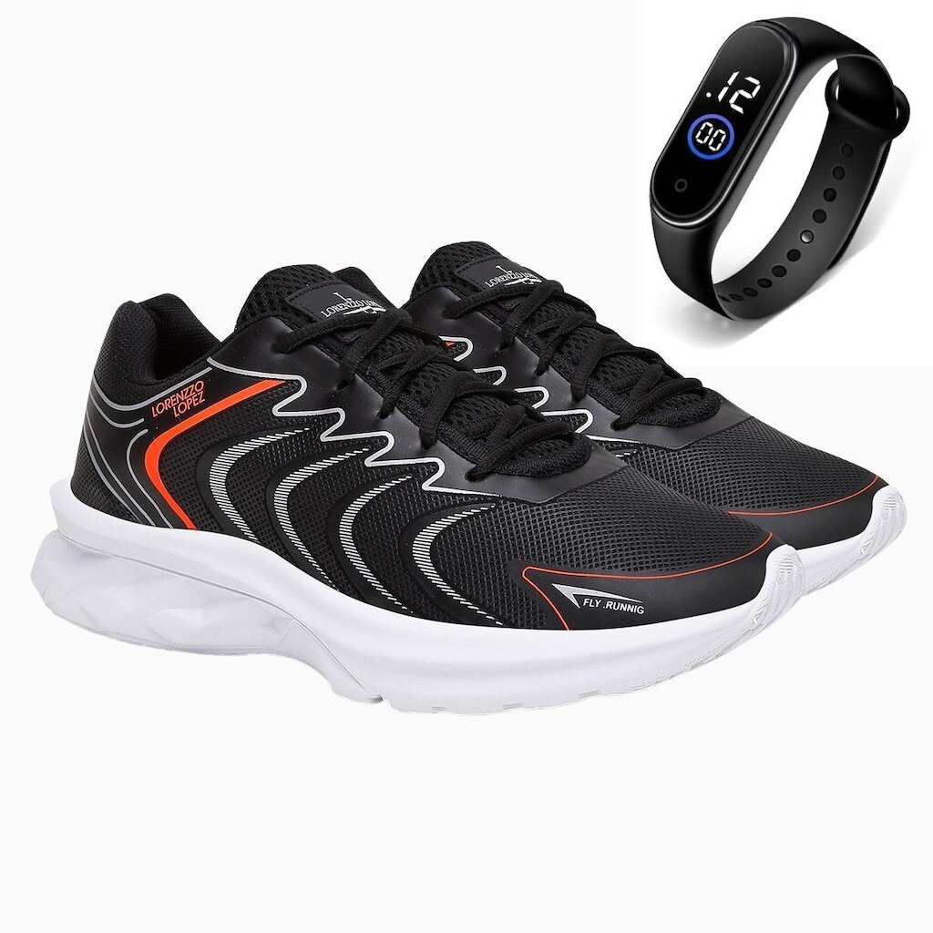 Tênis Esportivo Para Exercícios Académicos em Tecido Conforto e Estilo + Relógio