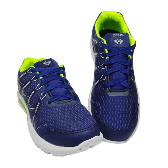 Tênis Esportivo Têxtil Masculino Estilo Conforto Leve - Marinho+Verde Menor preço em Tênis Esportivo Têxtil Masculino Estilo Conforto Leve - Marinho+Verde