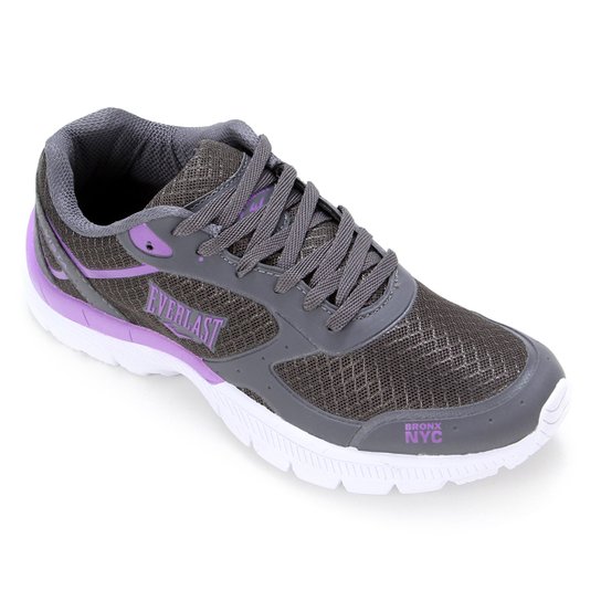 Tênis Everlast Vista Feminino - Cinza+Roxo Menor preço em Tênis Everlast Vista Feminino - Cinza+Roxo