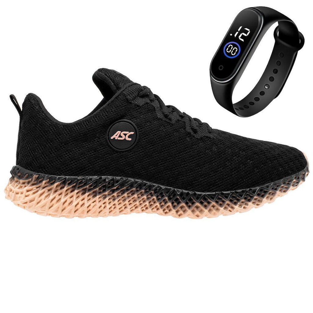 Tenis Feminino Academia Esporte Leve Caminhada ASC Com Relógio GT2