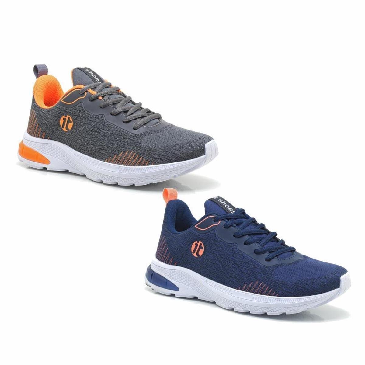 Tênis Feminino Academia Esportivo Amortecedor Gel Kit Laranja+