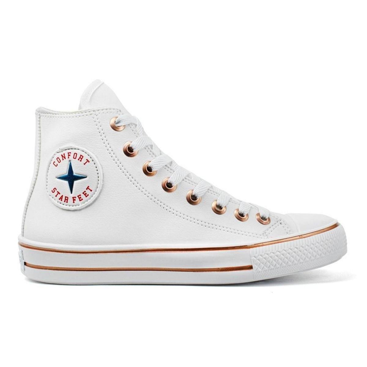 Tênis Feminino All Cano Alto Star Feet Conforto Casual Menor preço em Tênis Feminino All Cano Alto Star Feet Conforto Casual