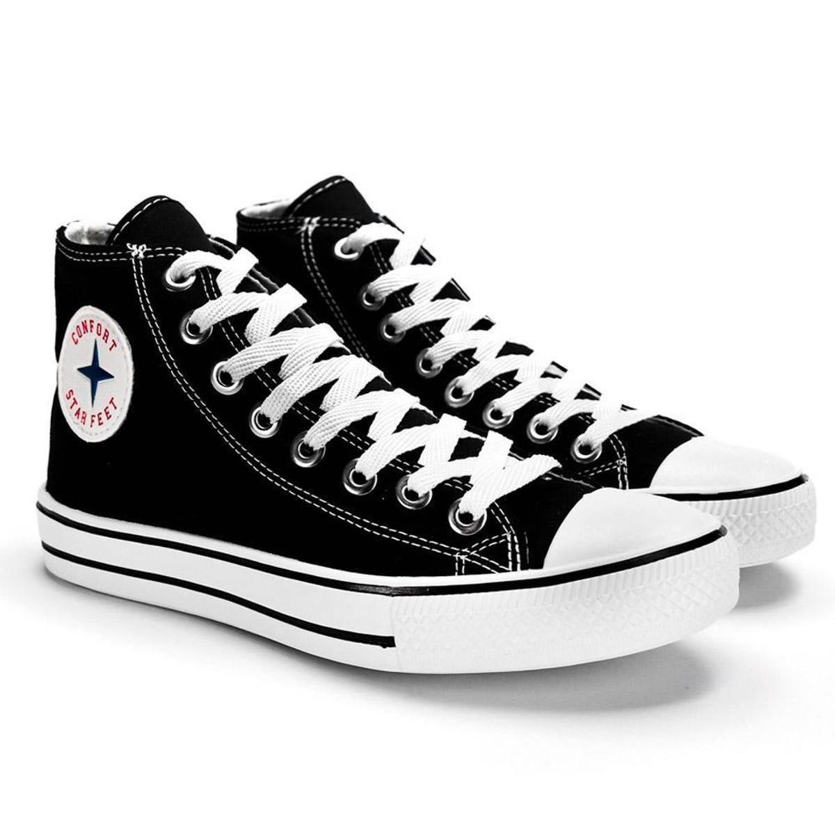 Tênis Feminino All Casual Star Feet Cano Alto Conforto Dia a Dia Menor preço em Tênis Feminino All Casual Star Feet Cano Alto Conforto Dia a Dia